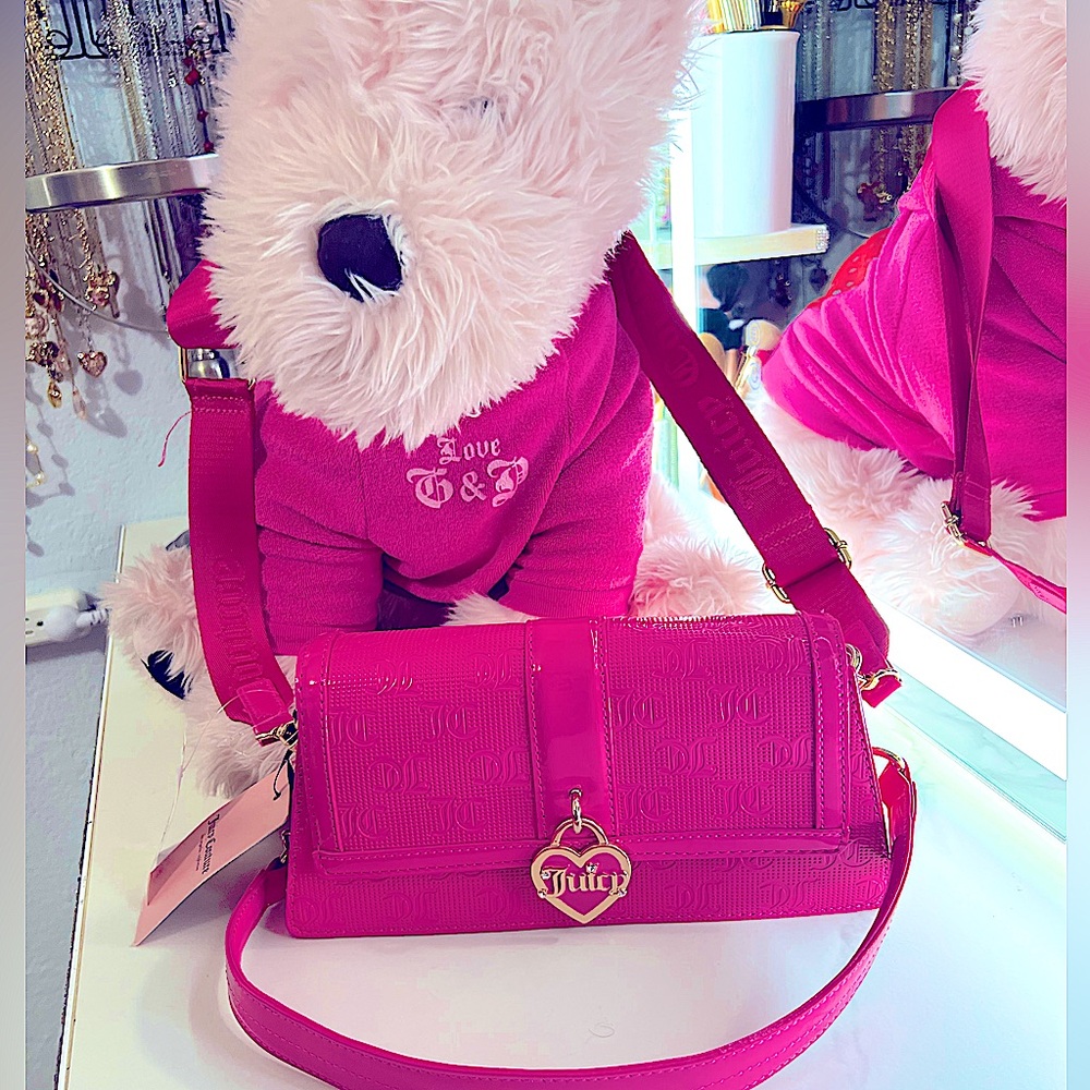 Juicy Couture Simply Perfect Shoulder Bag Purse NWT Pink Flash/Liquorice